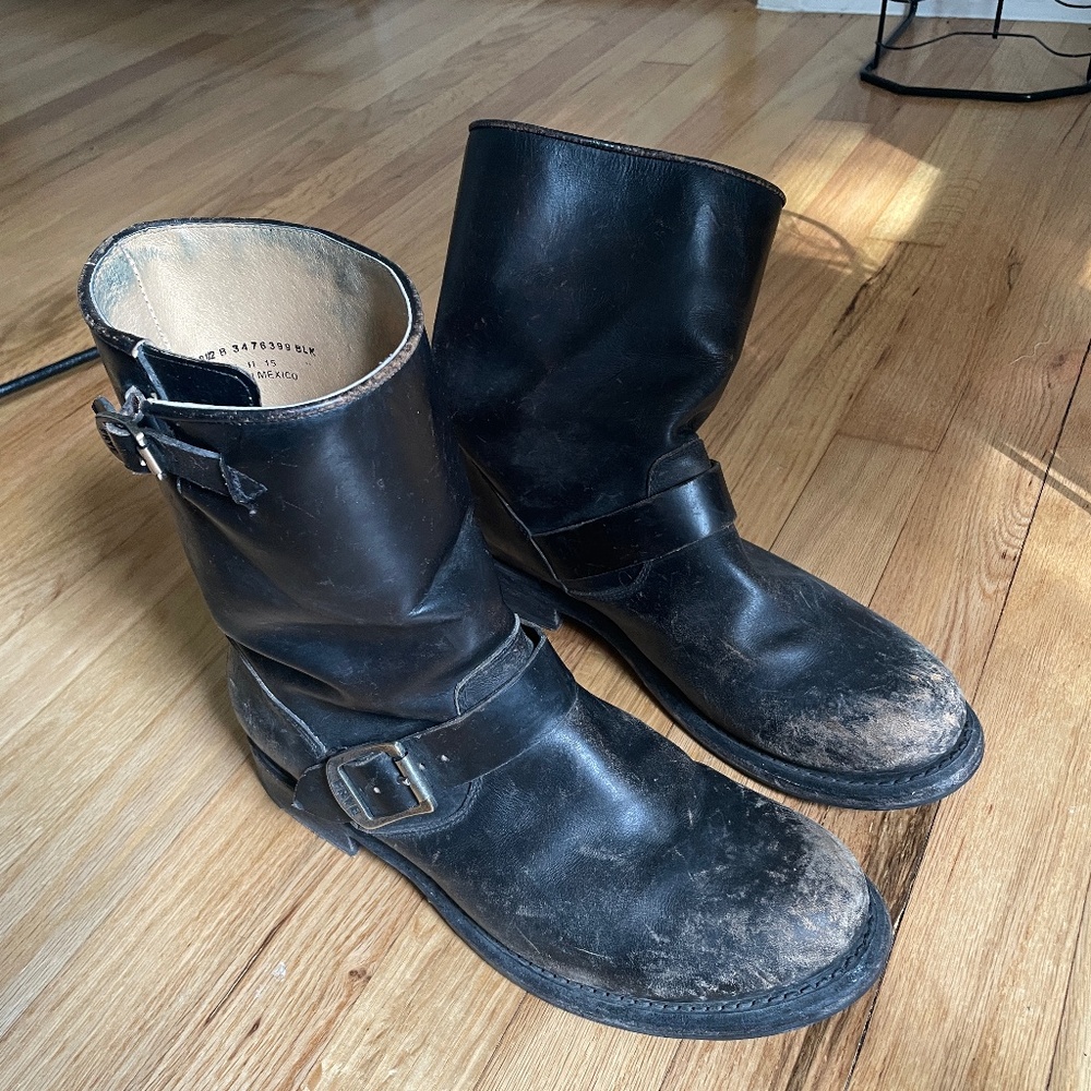 Distressed Frye Veronica moto boots